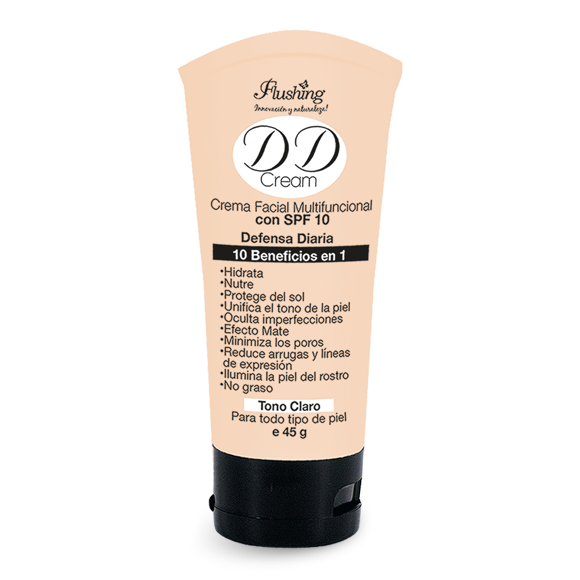 DD CREAM – Crema Facial Multifuncional Tono Claro con SPF 10. 45 g Flushing