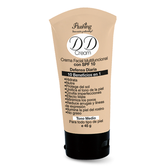 DD CREAM – Crema Facial Multifuncional Tono Medio con SPF 10. 45 g Flushing