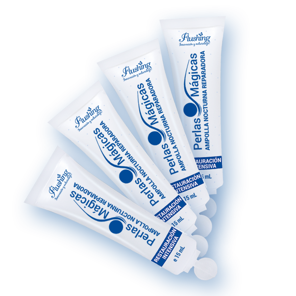 PERLAS MÁGICAS - Cuatro Ampollas Nocturnas Reparadoras 15 mL c/u Flushing