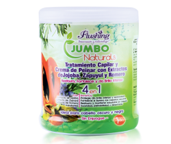 JUMBO NATURALS – Tratamiento Capilar y Crema de Peinar Jojoba, Zapuyul y Romero 1 Kilo Flushing